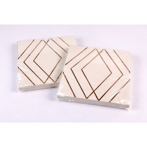 Spritz Lunch Napkins Cream Rose Gold Geometric 2 Pack 30 Ct Each Party Decor